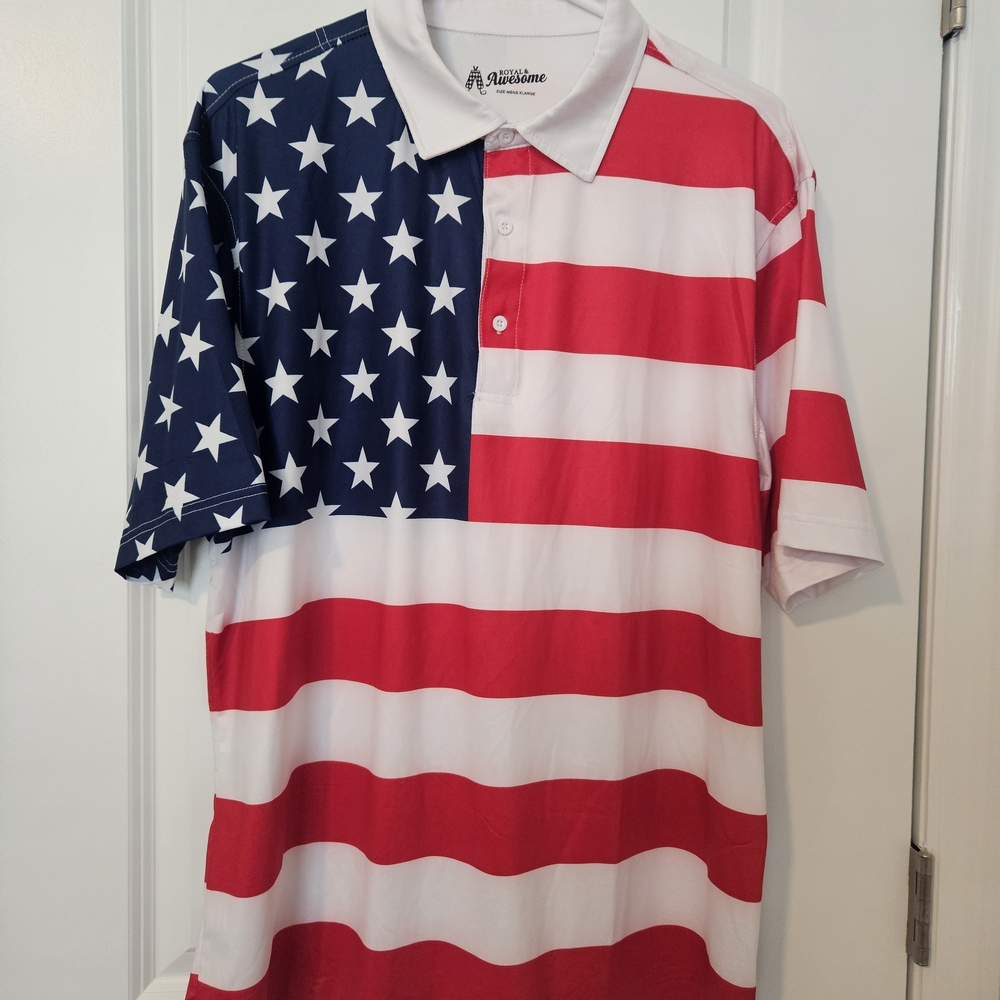 American Flag Men's Polo Shirt - Red, White & Blue